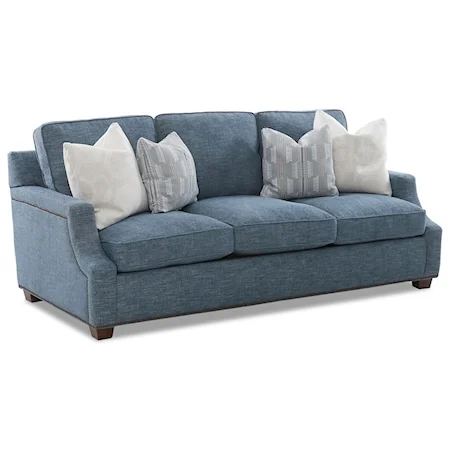 Transitional Scoop Arm Sofa with Nailheads